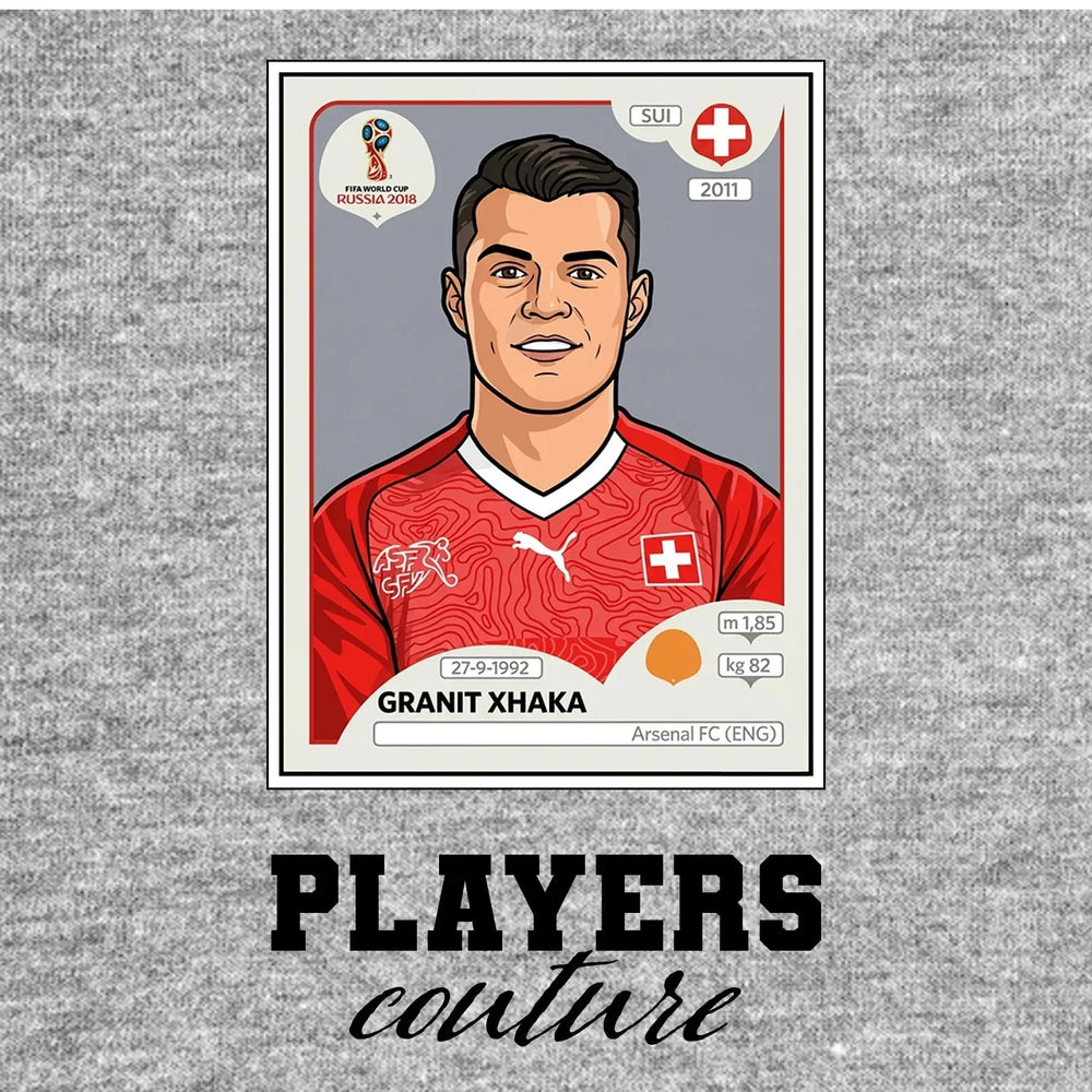 Granit Xhaka World Cup Sticker Kids T-Shirt – granit xhaka grey Players Couture design
