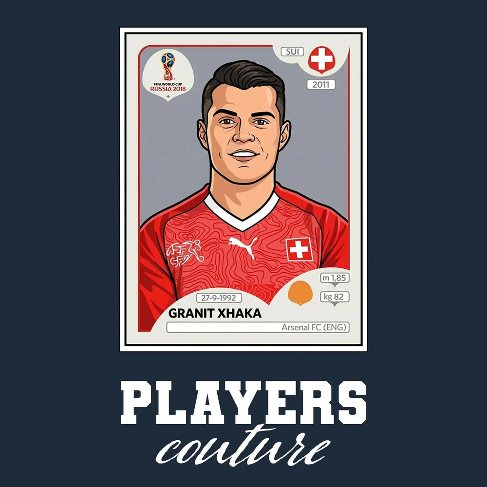 Granit Xhaka World Cup Sticker Kids Hoodie – granit xhaka navy Players Couture design