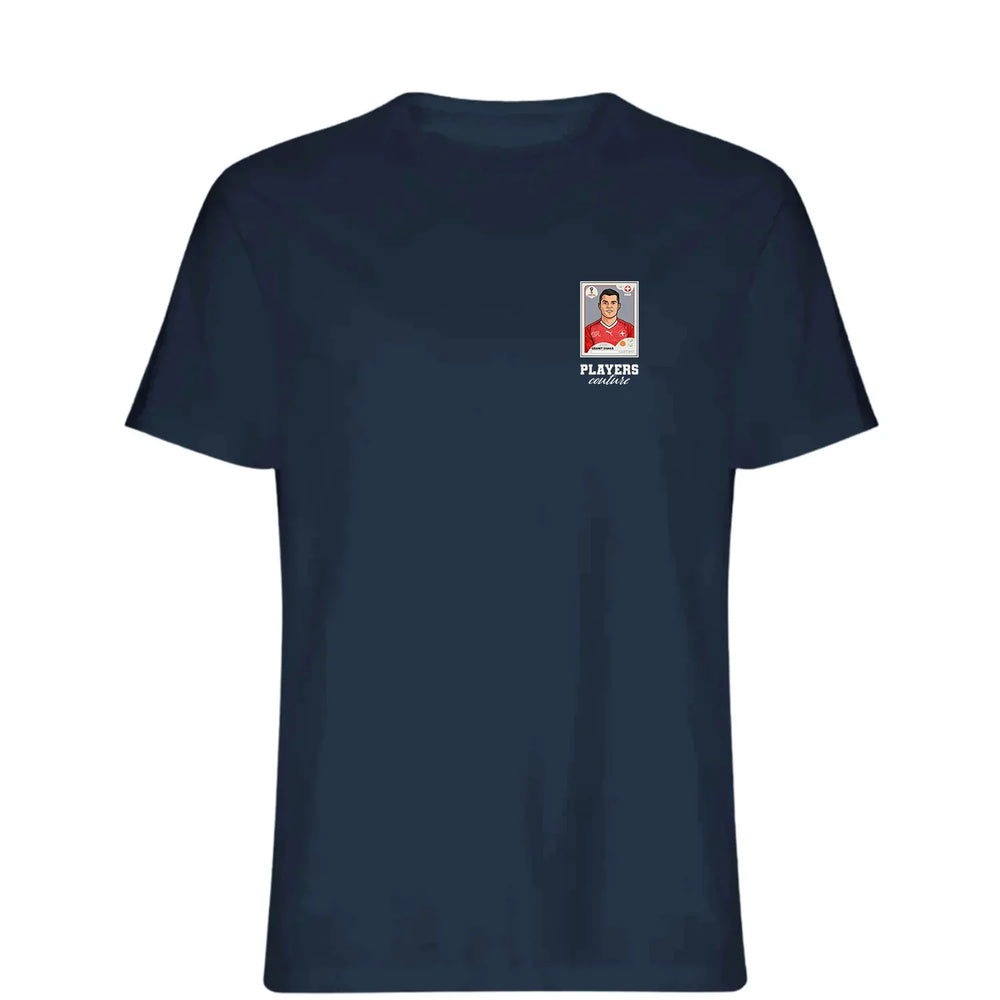 Granit Xhaka World Cup t-shirt – navy men's t-shirt featuring the Granit Xhaka World Cup Players Couture logo