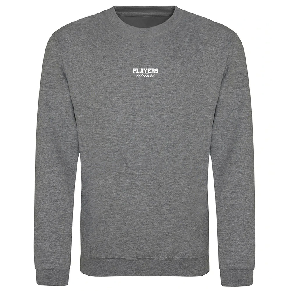 Essentials Collection hoodie – white men's hoodie with black Essentials Collection letters and Players Couture logo on the