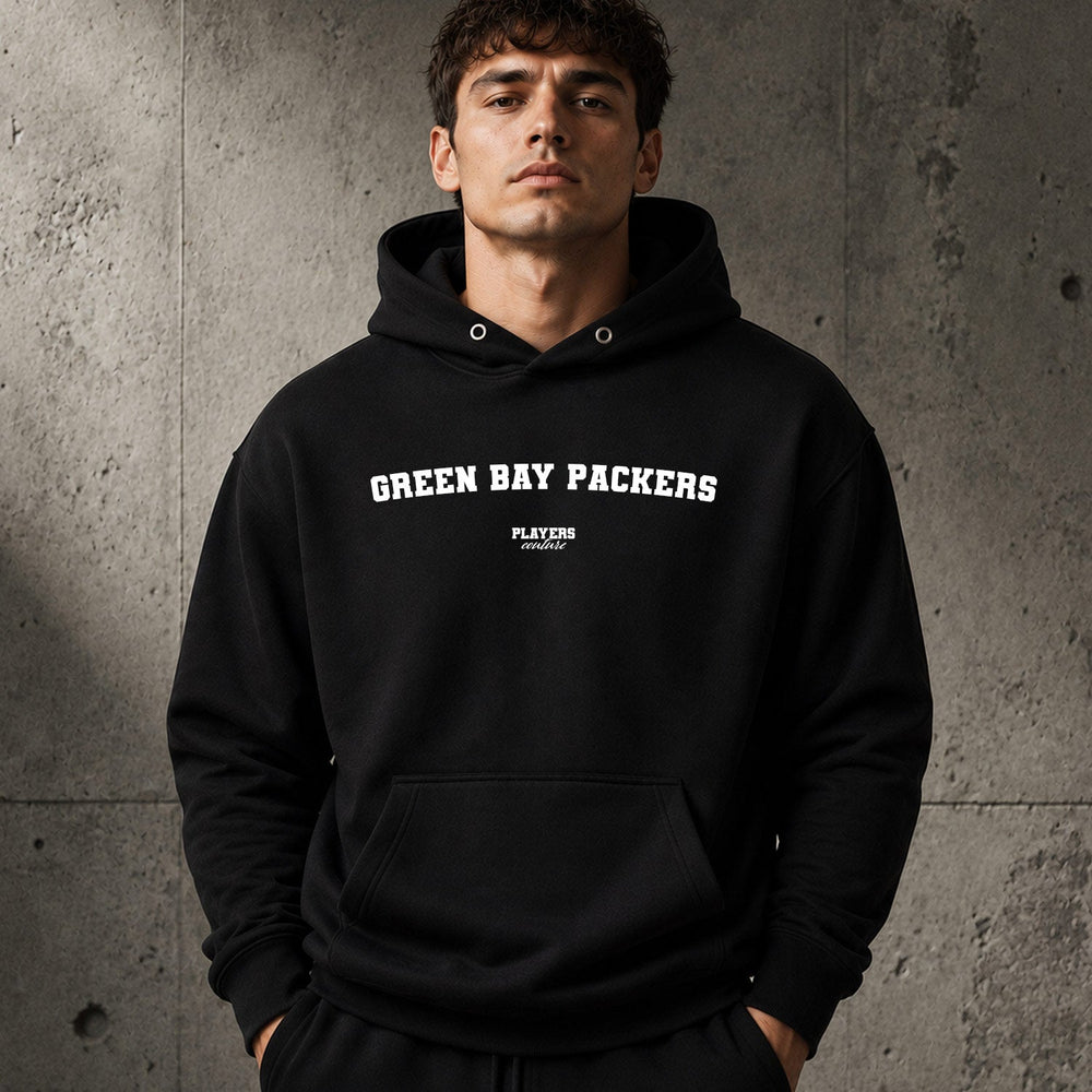green-bay-packers name-print hoodie - black