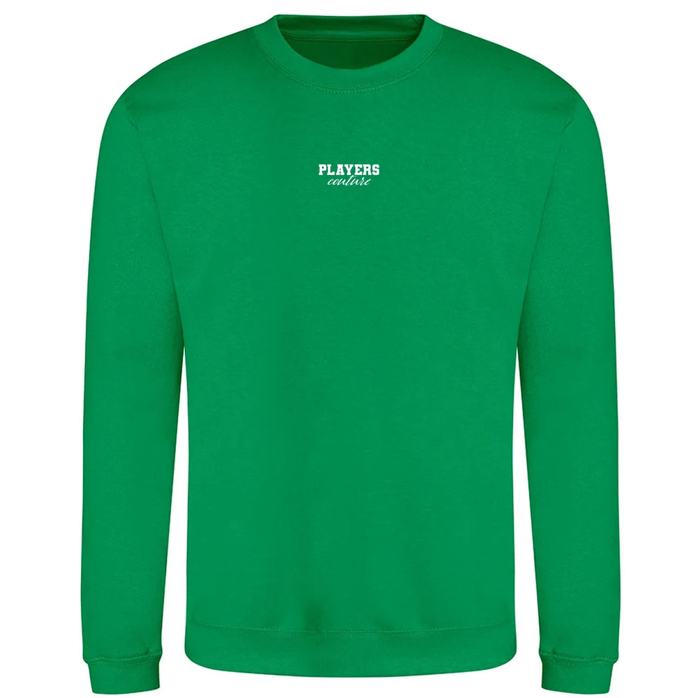 Essentials Collection hoodie – green men's hoodie with white Essentials Collection letters and Players Couture logo on the
