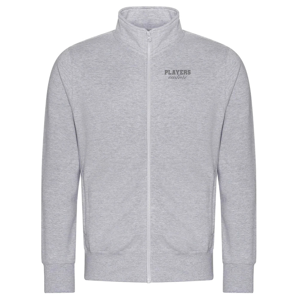 Essentials Collection hoodie – grey men's hoodie with black Essentials Collection letters and Players Couture logo on the