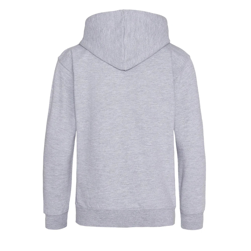 Essentials Collection hoodie – grey kids' hoodie with black Essentials Collection letters and Players Couture logo on the