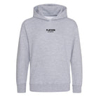 Essentials Collection hoodie – grey kids' hoodie with black Essentials Collection letters and Players Couture logo on the