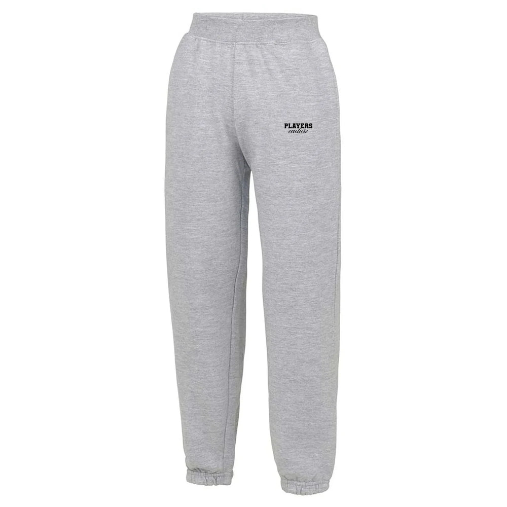 Essentials Collection hoodie – grey kids' hoodie with black Essentials Collection letters and Players Couture logo on the