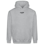 Essentials Collection hoodie – grey men's hoodie with black Essentials Collection letters and Players Couture logo on the