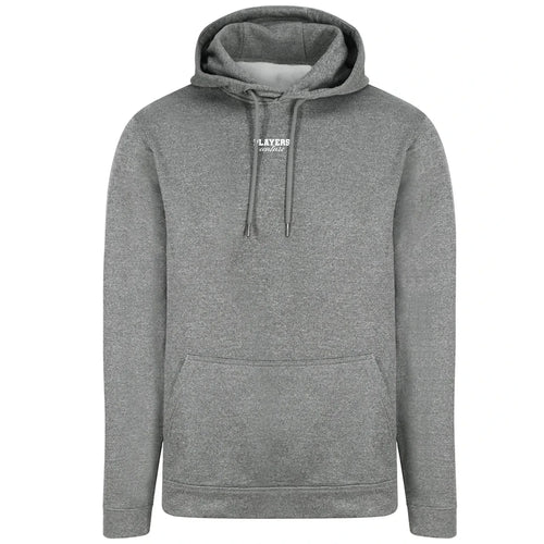 Essentials Collection hoodie – grey men's hoodie with black Essentials Collection letters and Players Couture logo on the