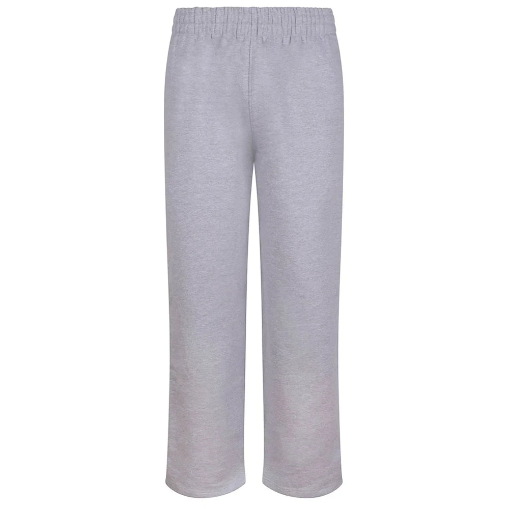 Essentials Collection Men's Premium Heavyweight Grey Joggers Back Logo – grey close-up detail shot of the Essentials