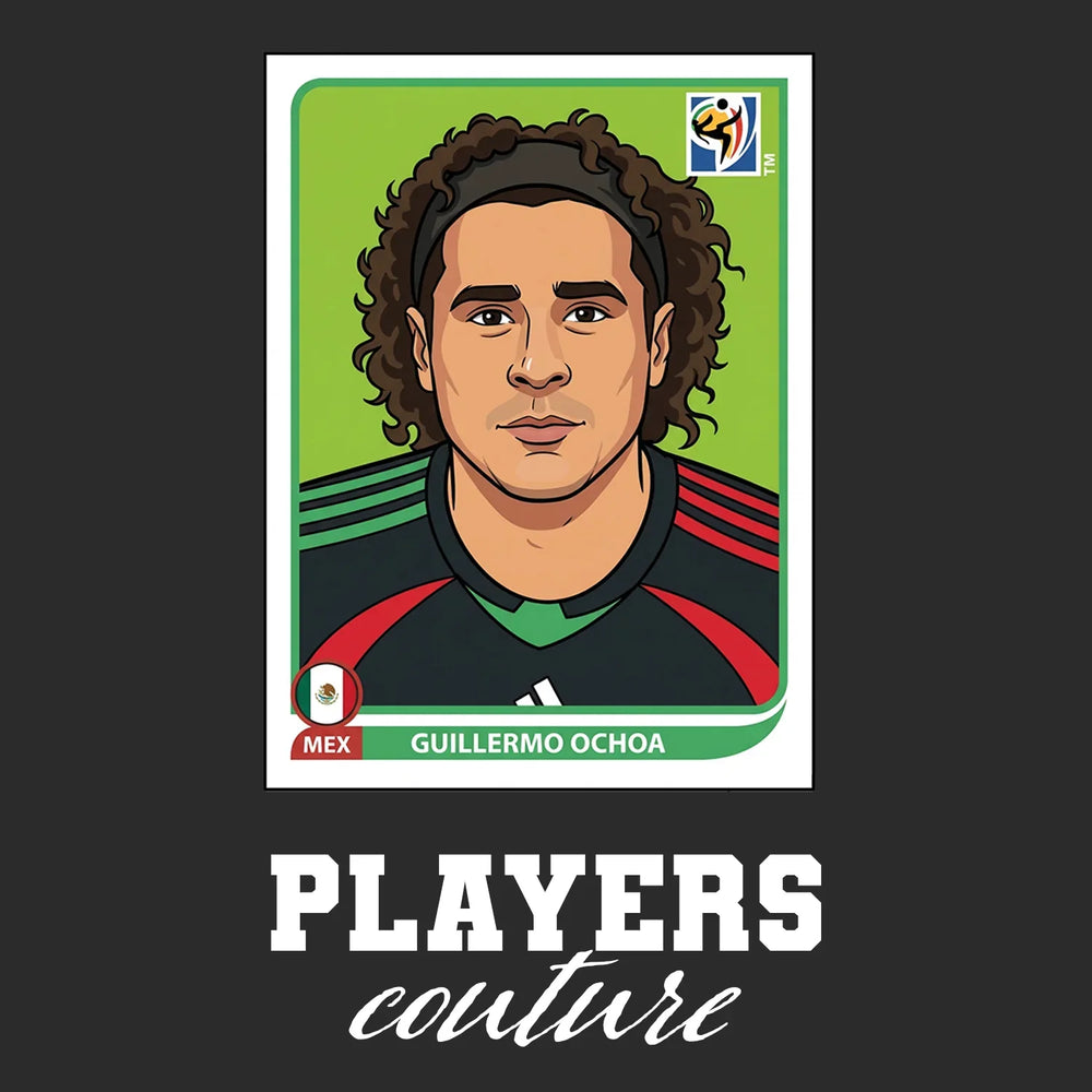 Guillermo Ochoa World Cup Sticker Men's T-Shirt – black close-up detail shot of the Guillermo Ochoa World Cup Players