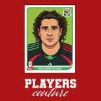 Guillermo Ochoa World Cup Sticker Men's T-Shirt – red close-up detail shot of the Guillermo Ochoa World Cup Players Couture