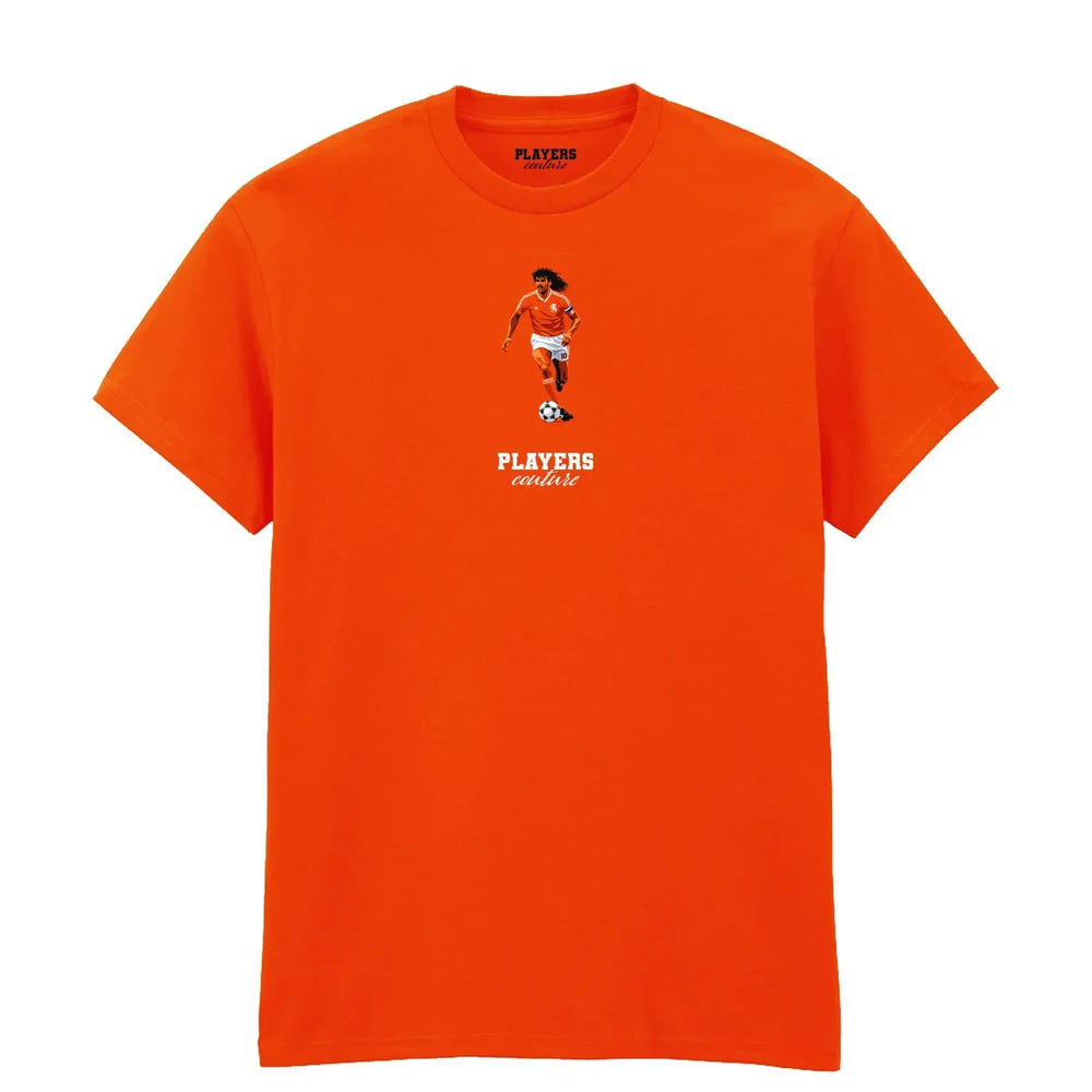 Ruud Gullit Icon t-shirt – navy men's t-shirt with white Ruud Gullit Icon letters and Players Couture logo on the chest