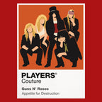 Guns N' Roses the classic Axl Rose and Slash-era visual language of Los Angeles hard rock Icon Frame artwork in red