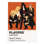 Guns N' Roses the classic Axl Rose and Slash-era visual language of Los Angeles hard rock Icon Frame artwork on white