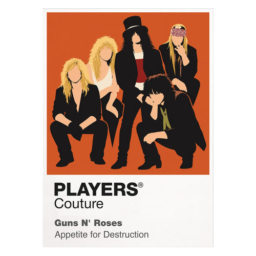 Guns N' Roses the classic Axl Rose and Slash-era visual language of Los Angeles hard rock Icon Frame artwork on white