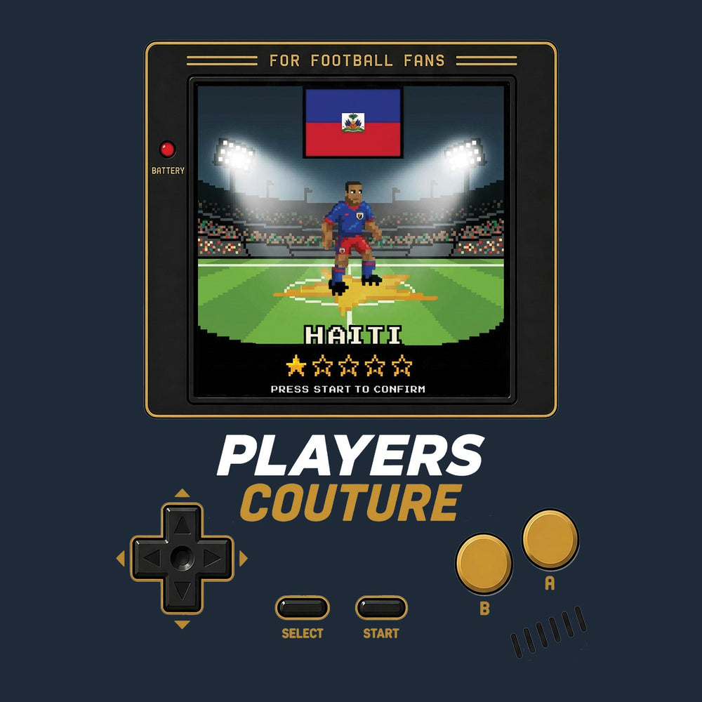 Haiti World Cup 8-Bit Kids T-Shirt retro gaming football design by Players Couture