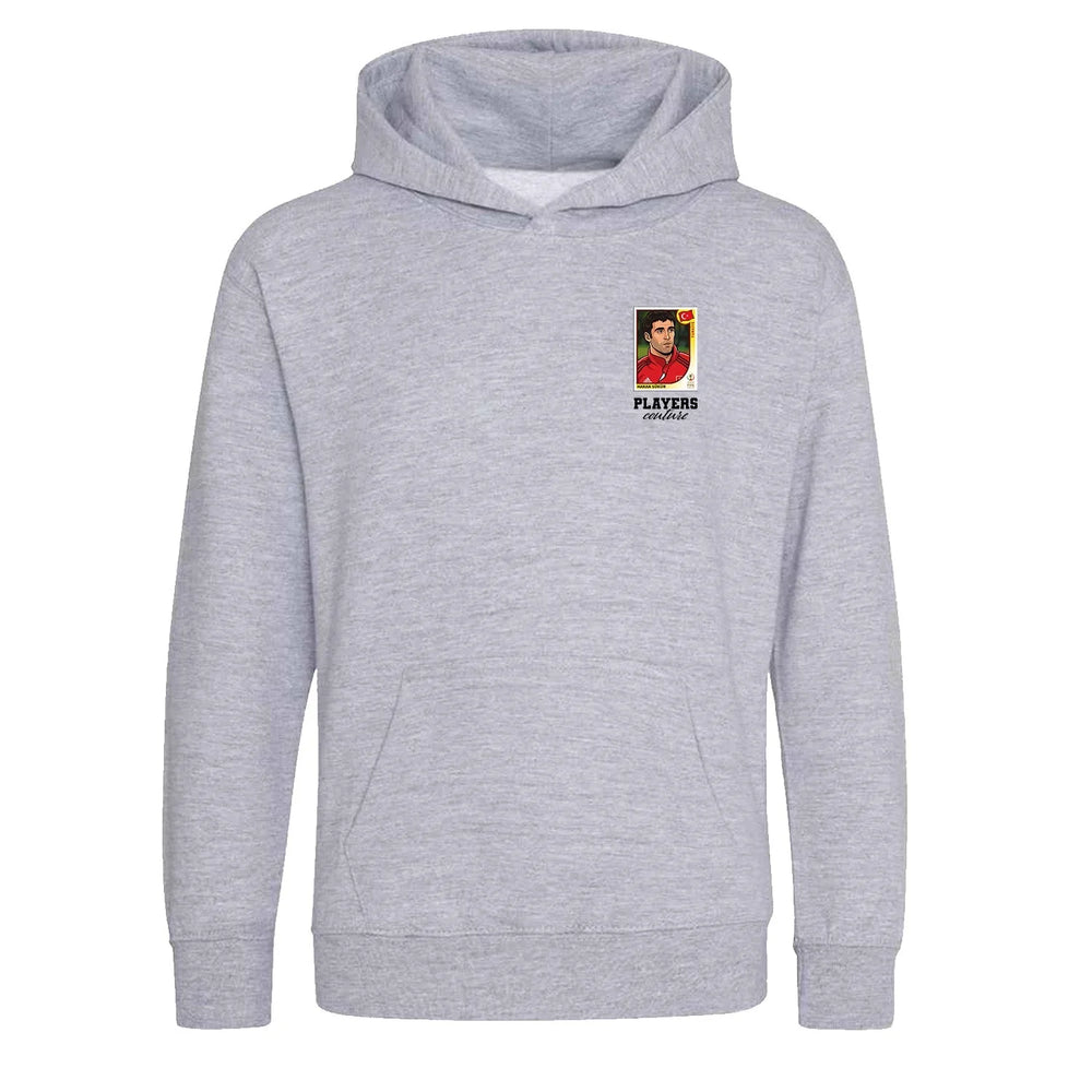 Hakan Sukur World Cup Sticker Kids Hoodie – hakan sukur sticker kids grey hoodie Players Couture design