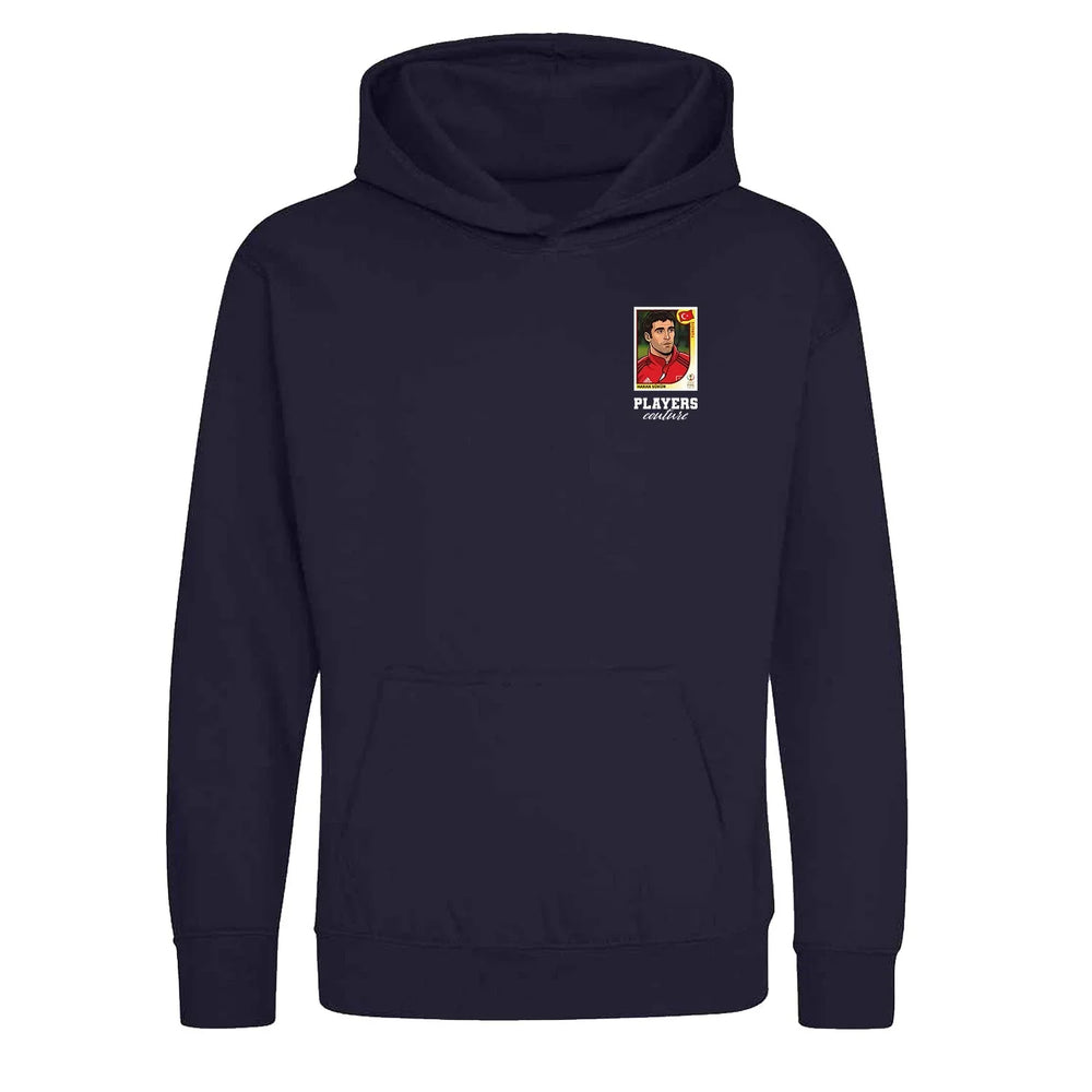 Hakan Sukur World Cup Sticker Kids Hoodie – hakan sukur sticker kids navy hoodie Players Couture design