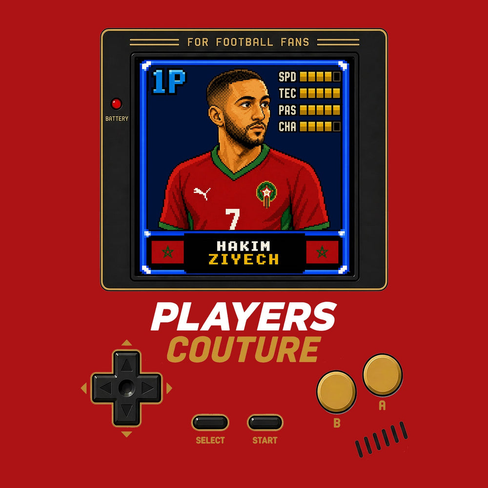 Hakim Ziyech 1P 8-Bit t-shirt retro gaming design by Players Couture