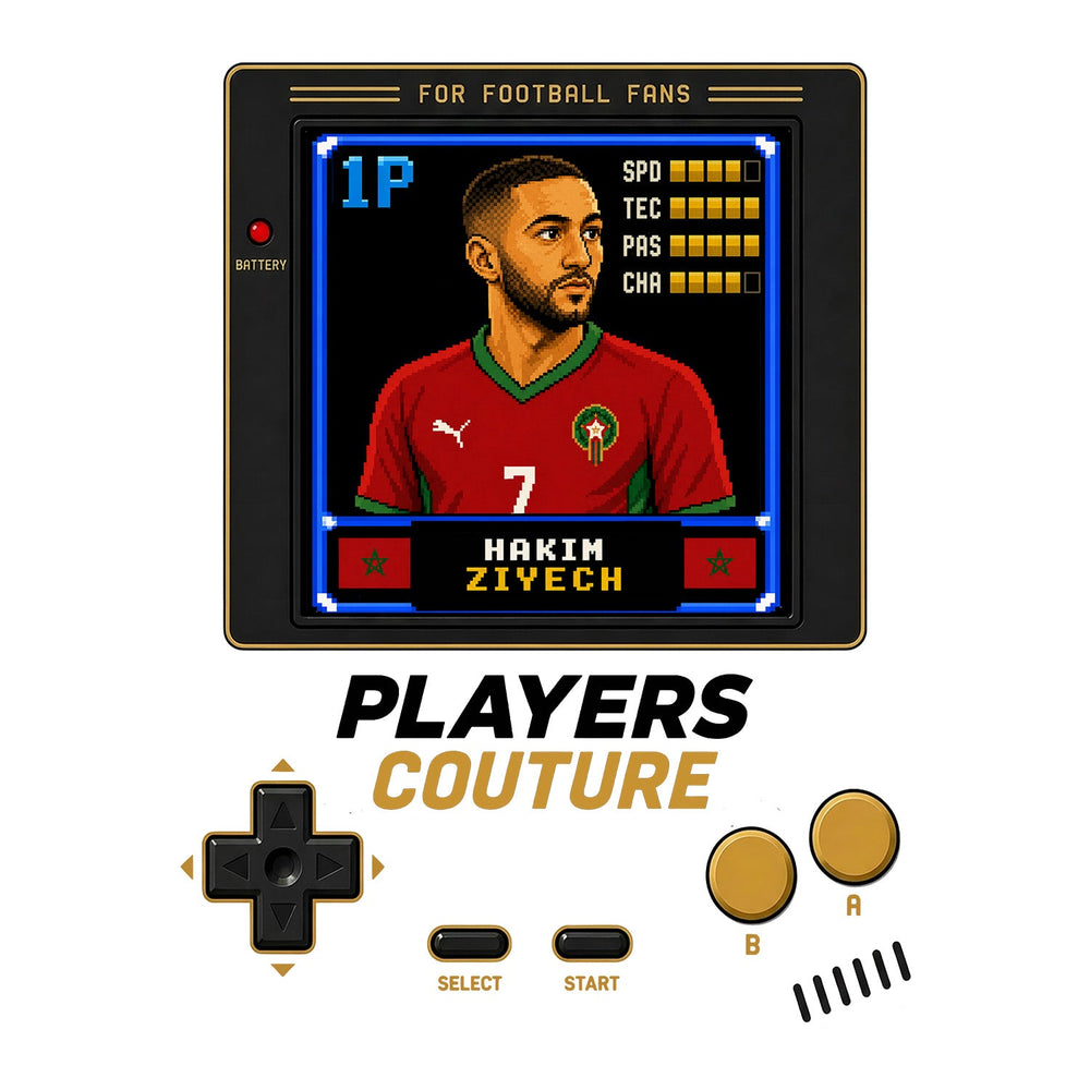 Hakim Ziyech 1P 8-Bit t-shirt retro gaming design by Players Couture