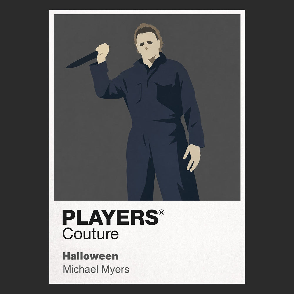 Michael Myers Michael Myers' blank white mask and boiler suit beneath the autumn trees of Haddonfield Icon Frame artwork in black