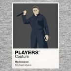 Michael Myers Michael Myers' blank white mask and boiler suit beneath the autumn trees of Haddonfield Icon Frame artwork in grey