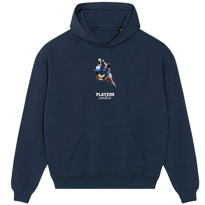 Diego Maradona hoodie – navy men's hoodie with white Diego Maradona letters and Players Couture logo on the chest