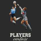 Maradona Hand of God Badge Men's Hoodie – close-up detail shot of the Maradona Hand of God Players Couture logo design