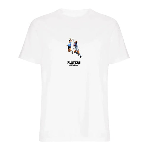 Maradona Hand of God Icon t-shirt – white men's t-shirt with black Maradona Hand of God Icon letters and Players Couture