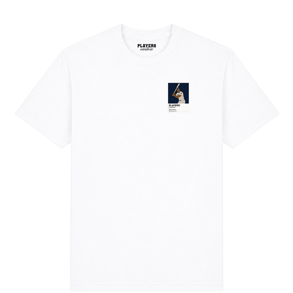 Hank Aaron Braves Baseball Icon Frame Men's T-Shirt - White