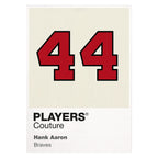 Hank Aaron 44 Jersey Frame Men's T-Shirt – white close-up detail shot of the Hank Aaron Players Couture logo design