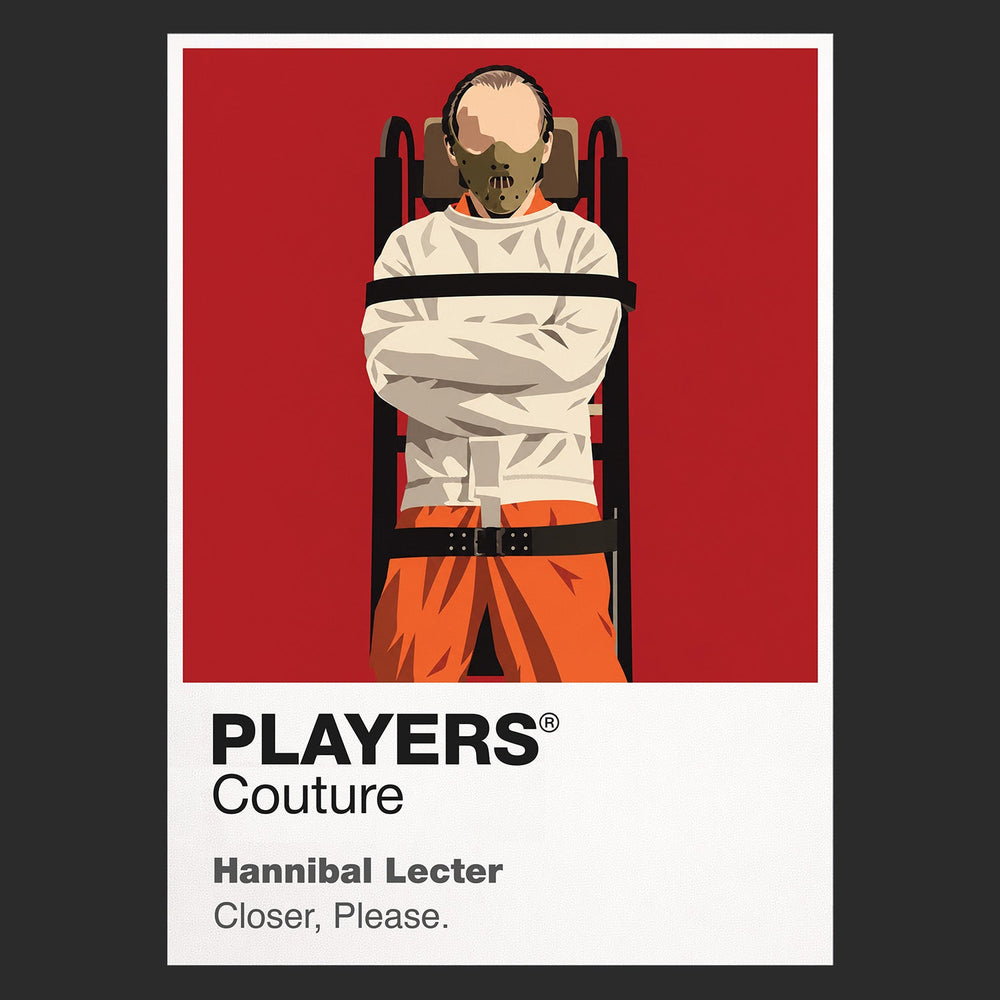 Hannibal Lecter Hannibal Lecter behind glass and restraint mask, observing more than he reveals Icon Frame artwork in black