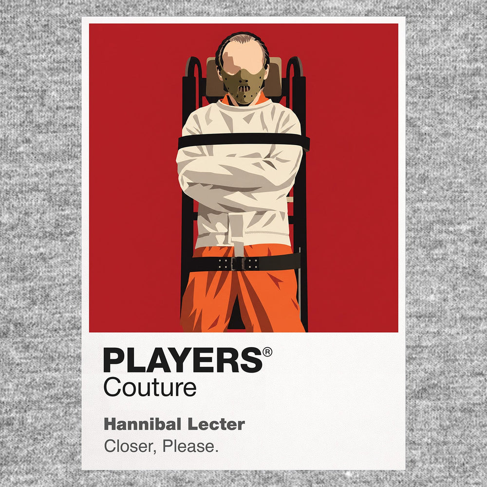 Hannibal Lecter Hannibal Lecter behind glass and restraint mask, observing more than he reveals Icon Frame artwork in grey