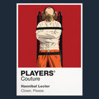 Hannibal Lecter Hannibal Lecter behind glass and restraint mask, observing more than he reveals Icon Frame artwork in navy