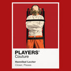 Hannibal Lecter Hannibal Lecter behind glass and restraint mask, observing more than he reveals Icon Frame artwork in red