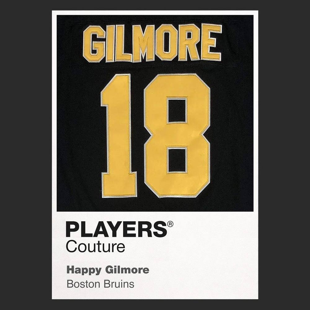 Happy Gilmore 18 Jersey Frame Men's T-Shirt – black close-up detail shot of the Happy Gilmore 18 Players Couture logo design