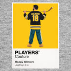 Happy Gilmore Happy using his running hockey-style golf swing on the tee Icon Frame artwork in grey