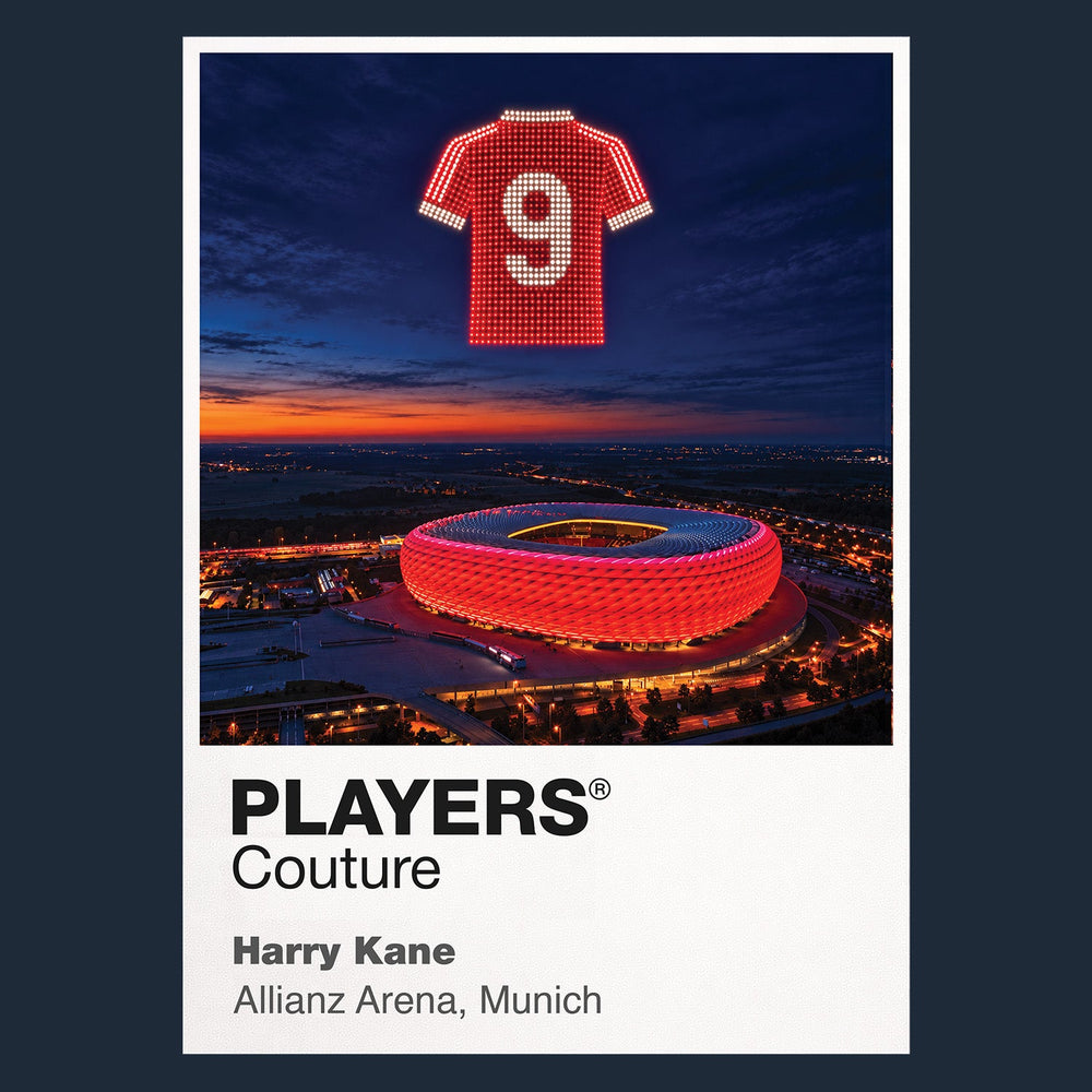 Harry Kane Bayern Munich number 9 Icons in Lights Frame artwork in navy