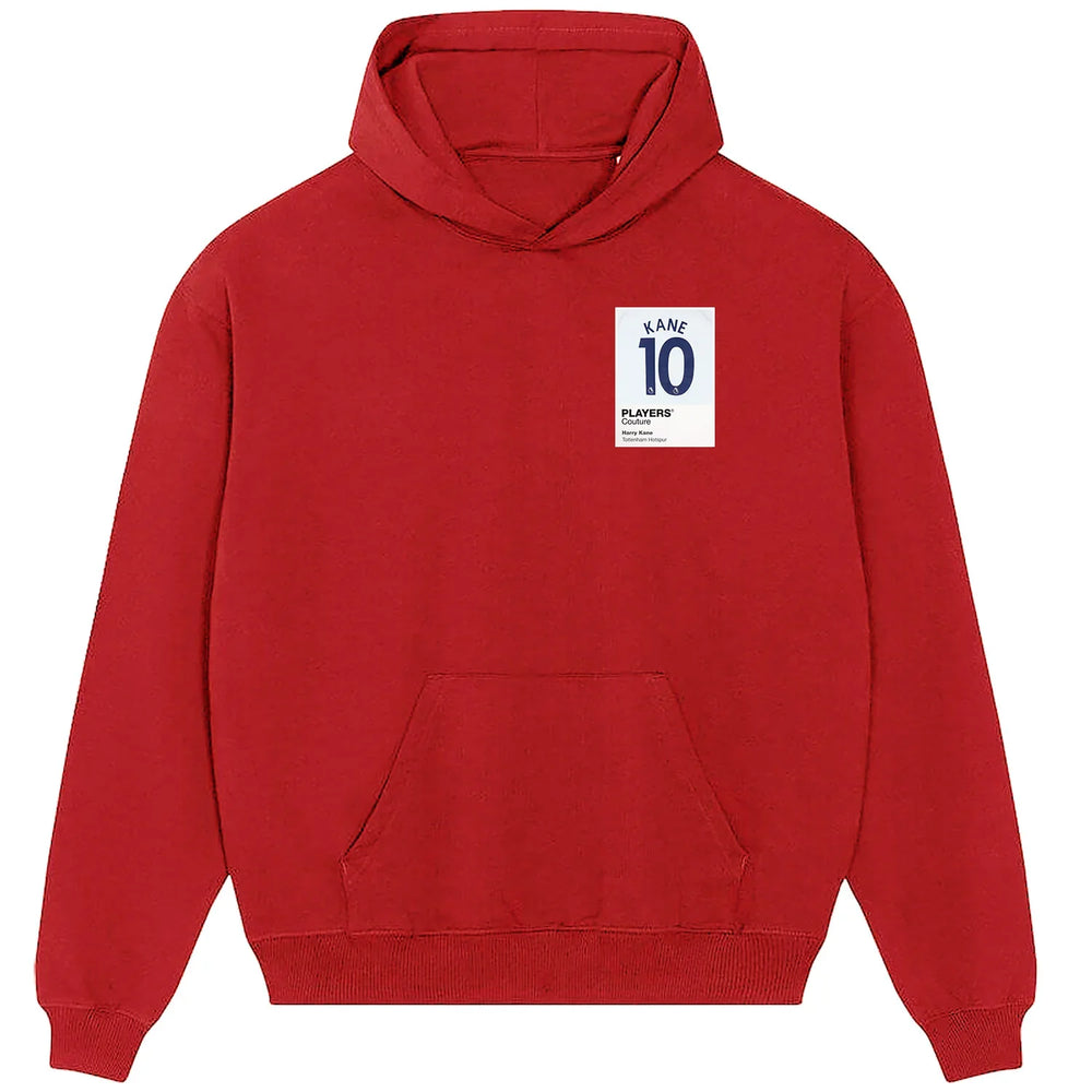 Harry Kane 10 Football hoodie – red men's hoodie featuring the Harry Kane 10 Football Players Couture logo