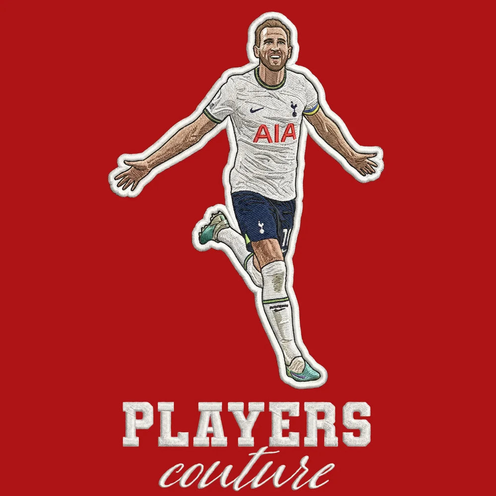 Harry Kane Badge Men's Hoodie – close-up detail shot of the Harry Kane Players Couture logo design