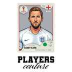 Harry Kane World Cup Sticker Men's T-Shirt – white close-up detail shot of the Harry Kane Players Couture logo design