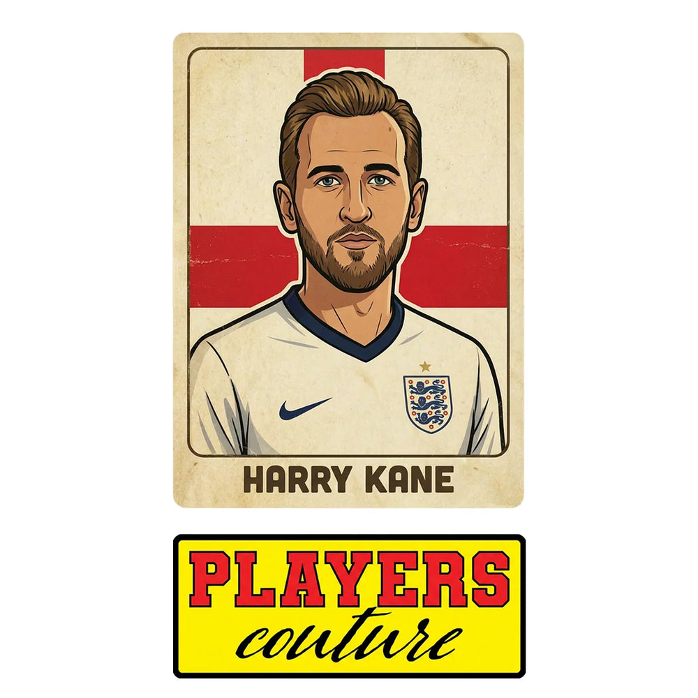 Harry Kane 2 World Cup Sticker Men's T-Shirt – close-up detail shot of the Harry Kane 2 World Cup Players Couture logo design