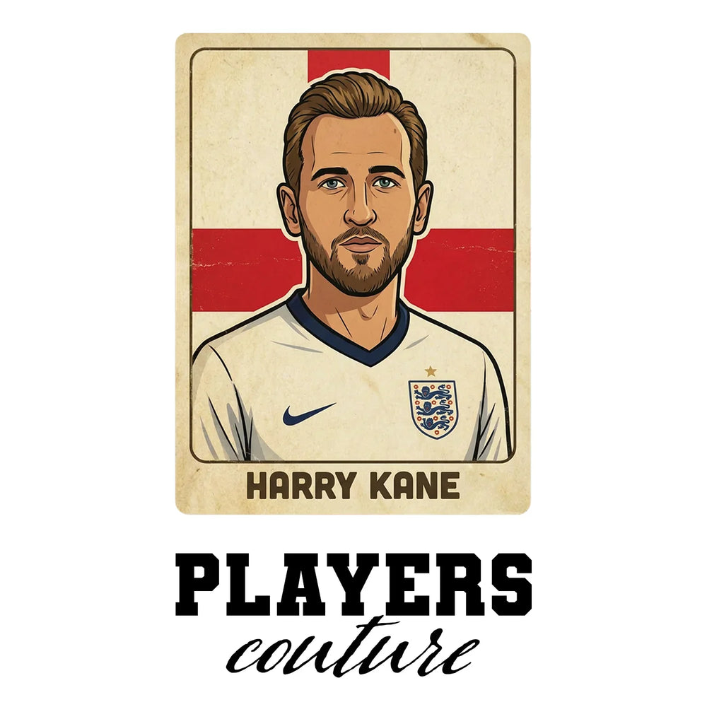 Harry Kane 2 World Cup Sticker Men's T-Shirt – white close-up detail shot of the Harry Kane Players Couture logo design