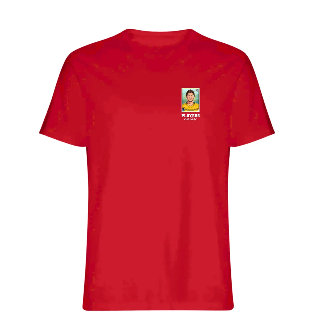Harry Kewell World Cup t-shirt – red men's t-shirt featuring the Harry Kewell World Cup Players Couture logo