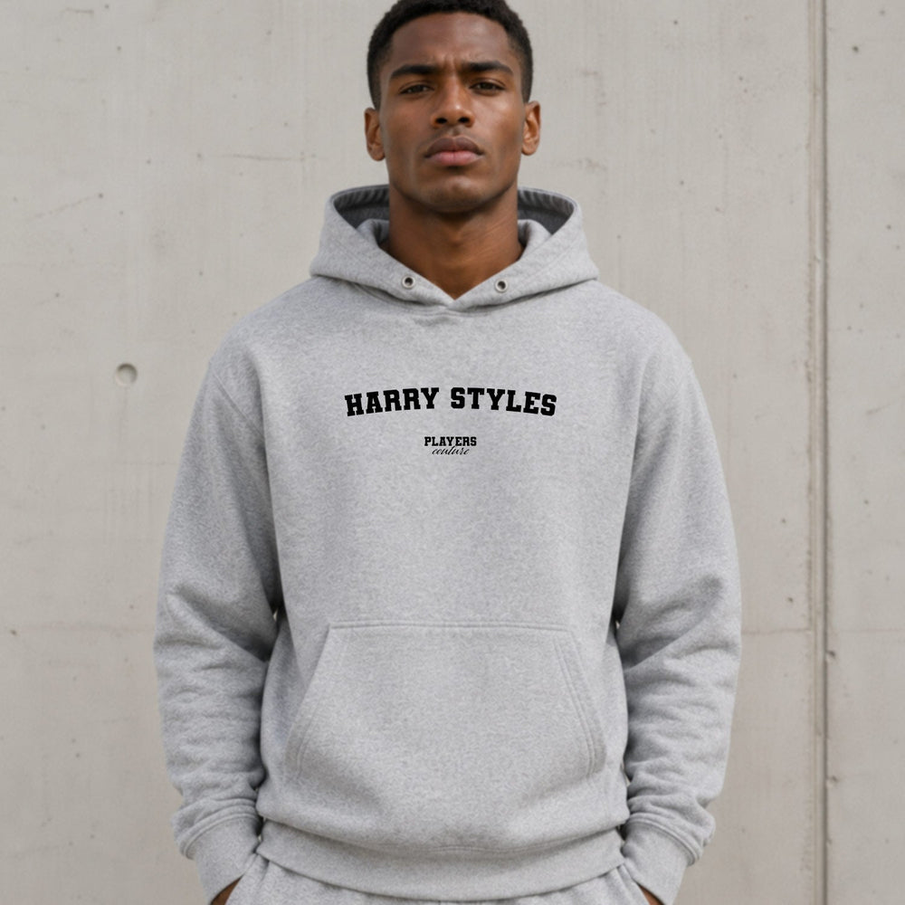 harry-styles name-print hoodie - grey