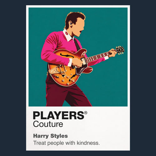Harry Styles Harry Styles' expressive solo-era tailoring, colour and performance silhouette Icon Frame artwork in navy
