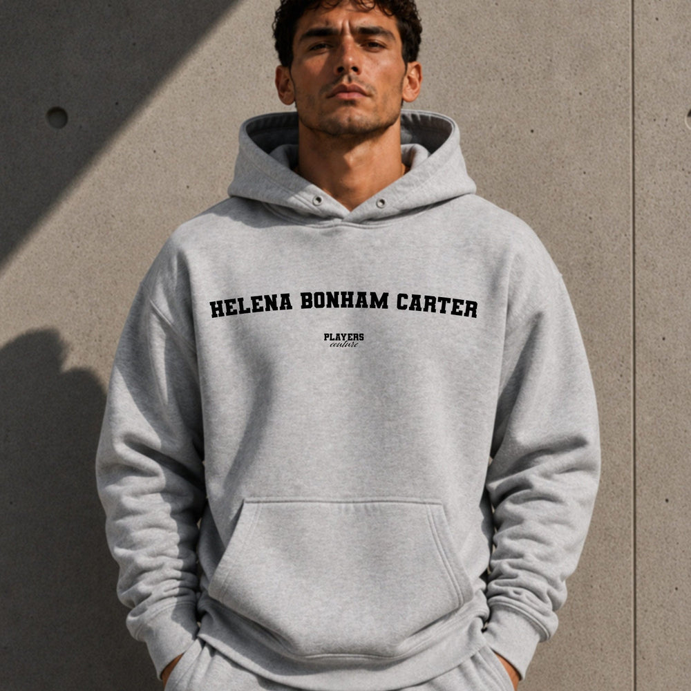 helena-bonham-carter name-print hoodie - grey