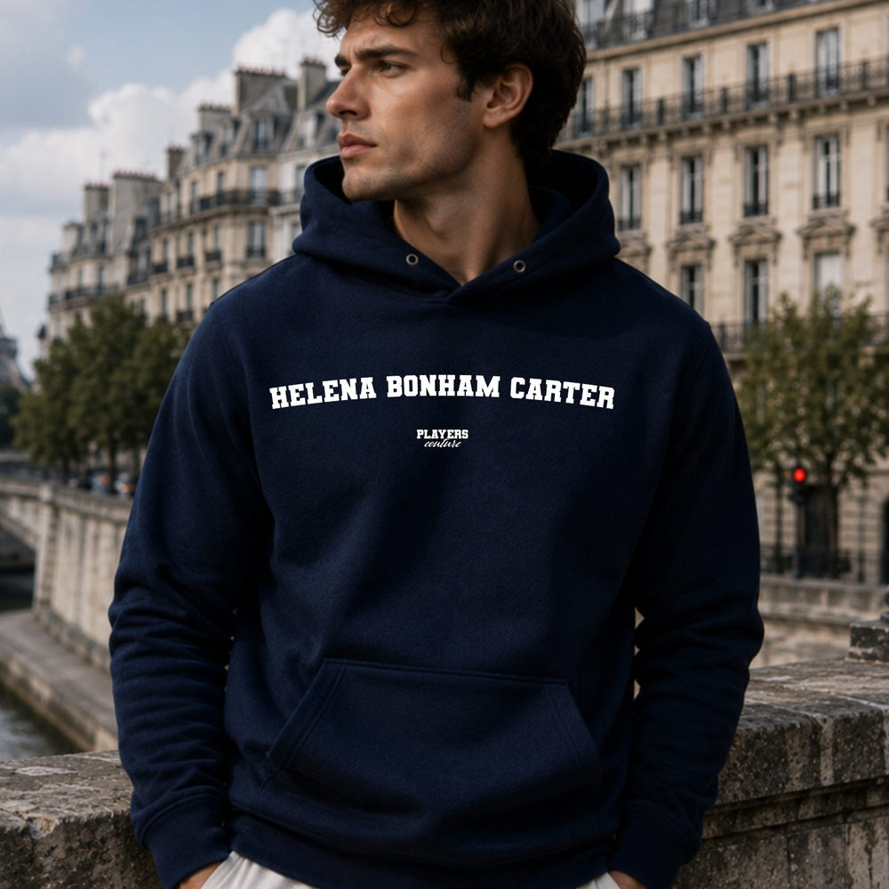 helena-bonham-carter name-print hoodie - navy