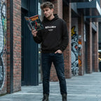 Hellboy hoodie – navy men's hoodie with white Hellboy letters and Players Couture logo on the chest