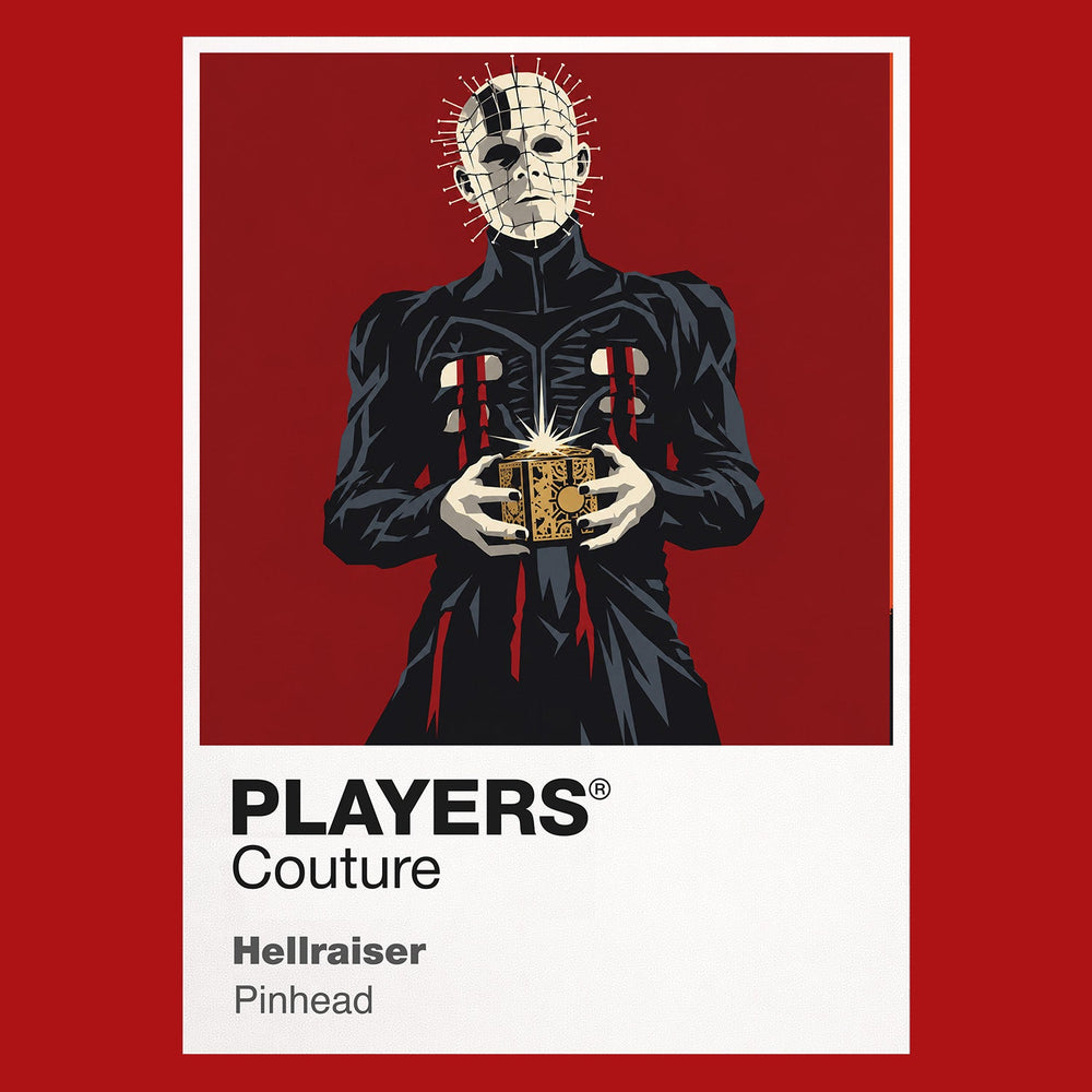Hellraiser Pinhead and the Cenobites emerging around the opened Lament Configuration Icon Frame artwork in red